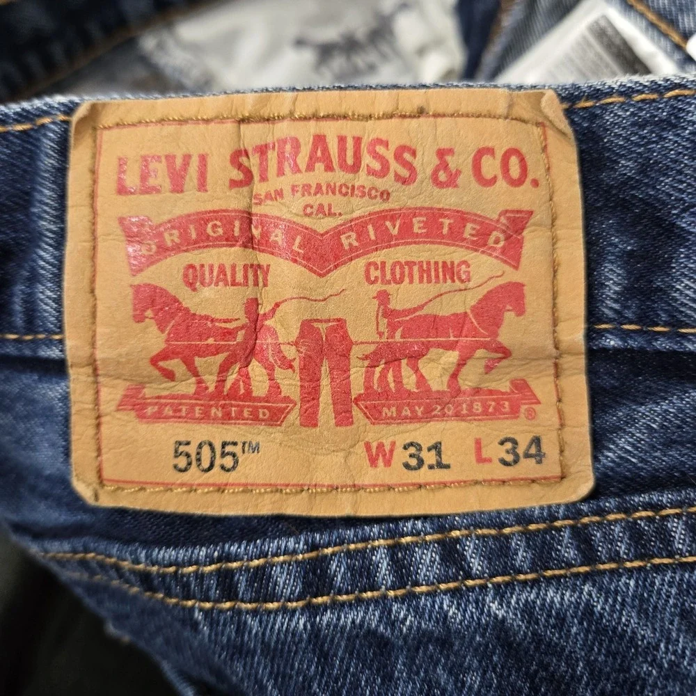Levi's 505 Men Jeans 31X34 Blue Denim Regular Fit Straight‎ Leg